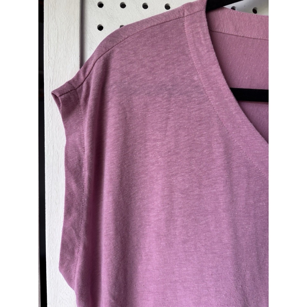 Madewell V Neck Short SLV Linen Blend Women's M Pink Tee Shirt - Picture 3 of 5